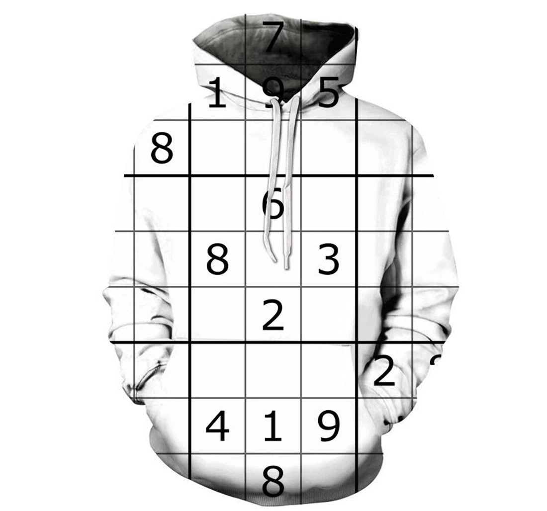 Fill In The Sudoku - 3D Printed Pullover Hoodie