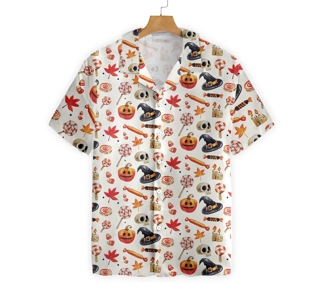 Halloween Art Hawaiian Shirt, Button Up Aloha Shirt For Men, Women