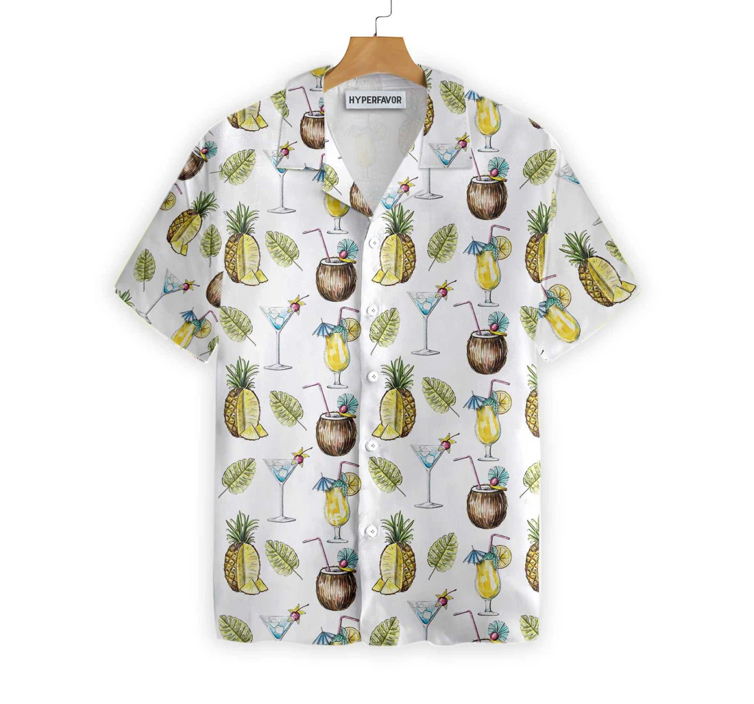 Coconut Cocktail Hawaiian Shirt, Button Up Aloha Shirt For Men, Women