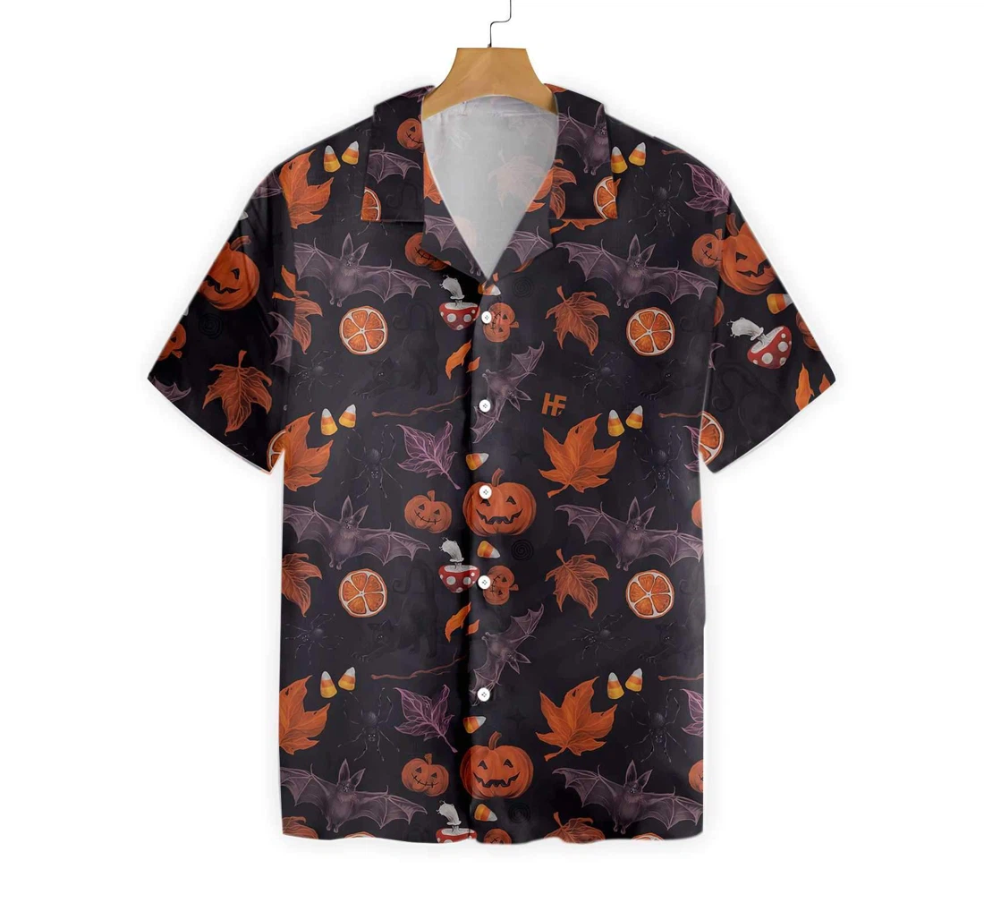 Halloween Spooky Art Hawaiian Shirt, Button Up Aloha Shirt For Men, Women