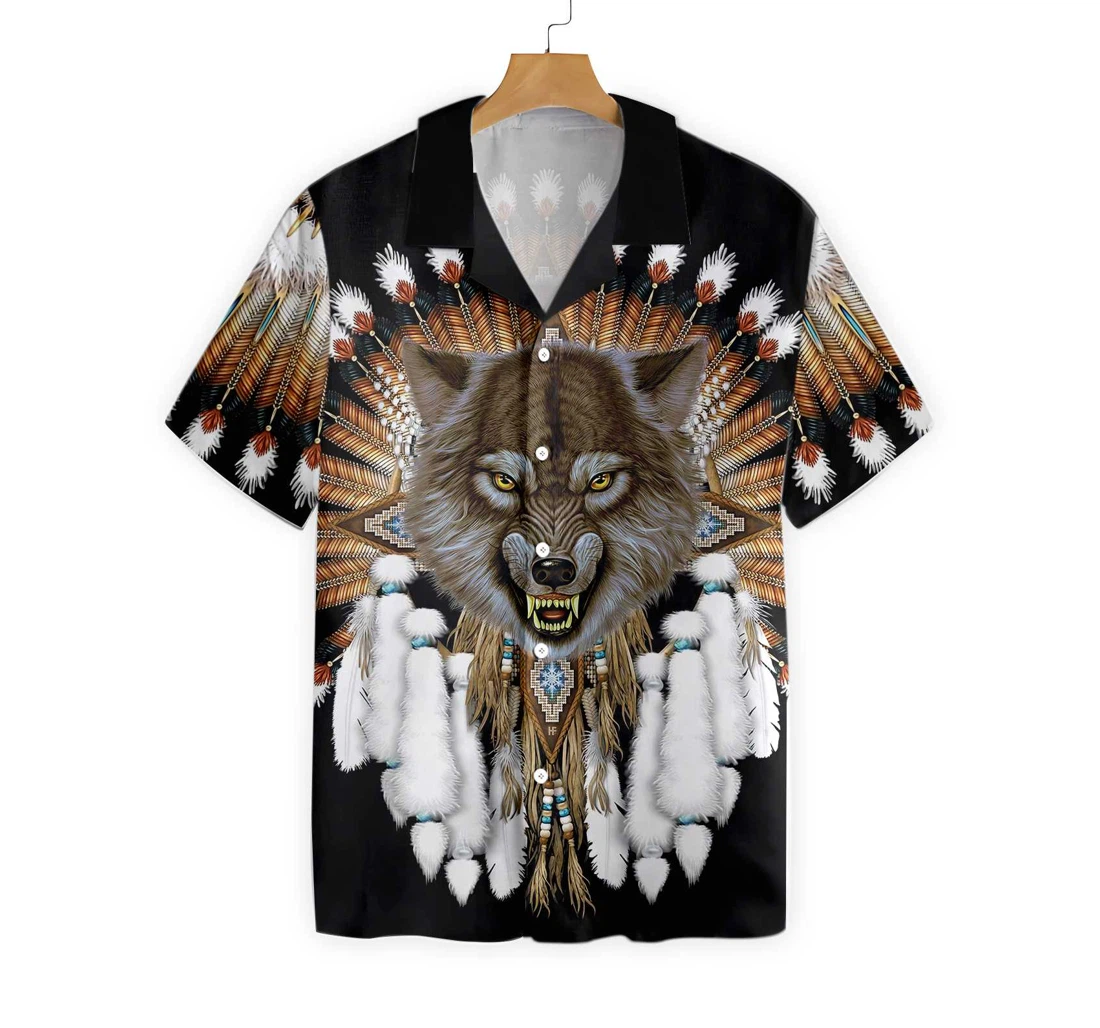 Tribal Angry Wolf Hawaiian Shirt, Button Up Aloha Shirt For Men, Women