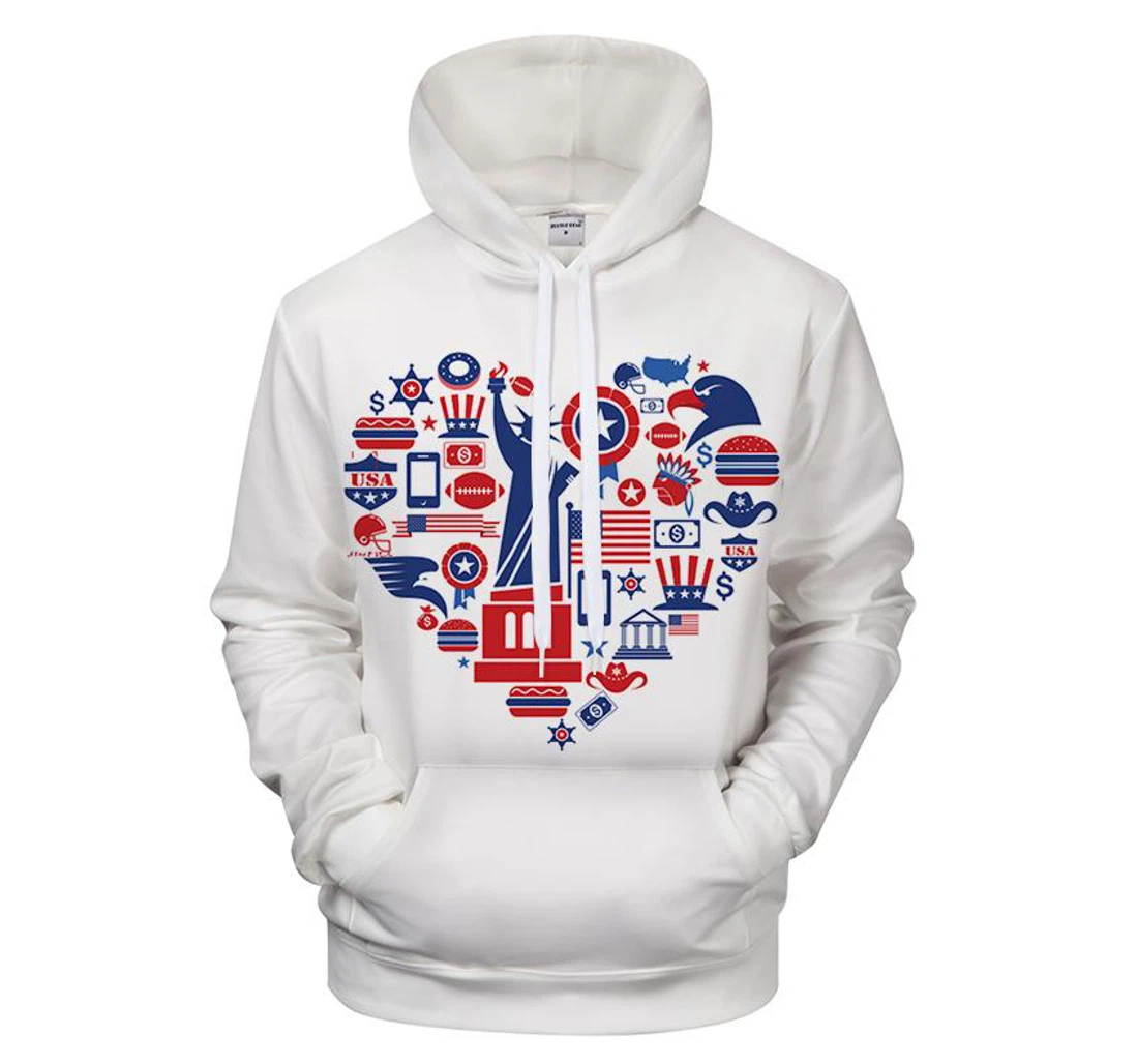 American Love - 3D Printed Pullover Hoodie