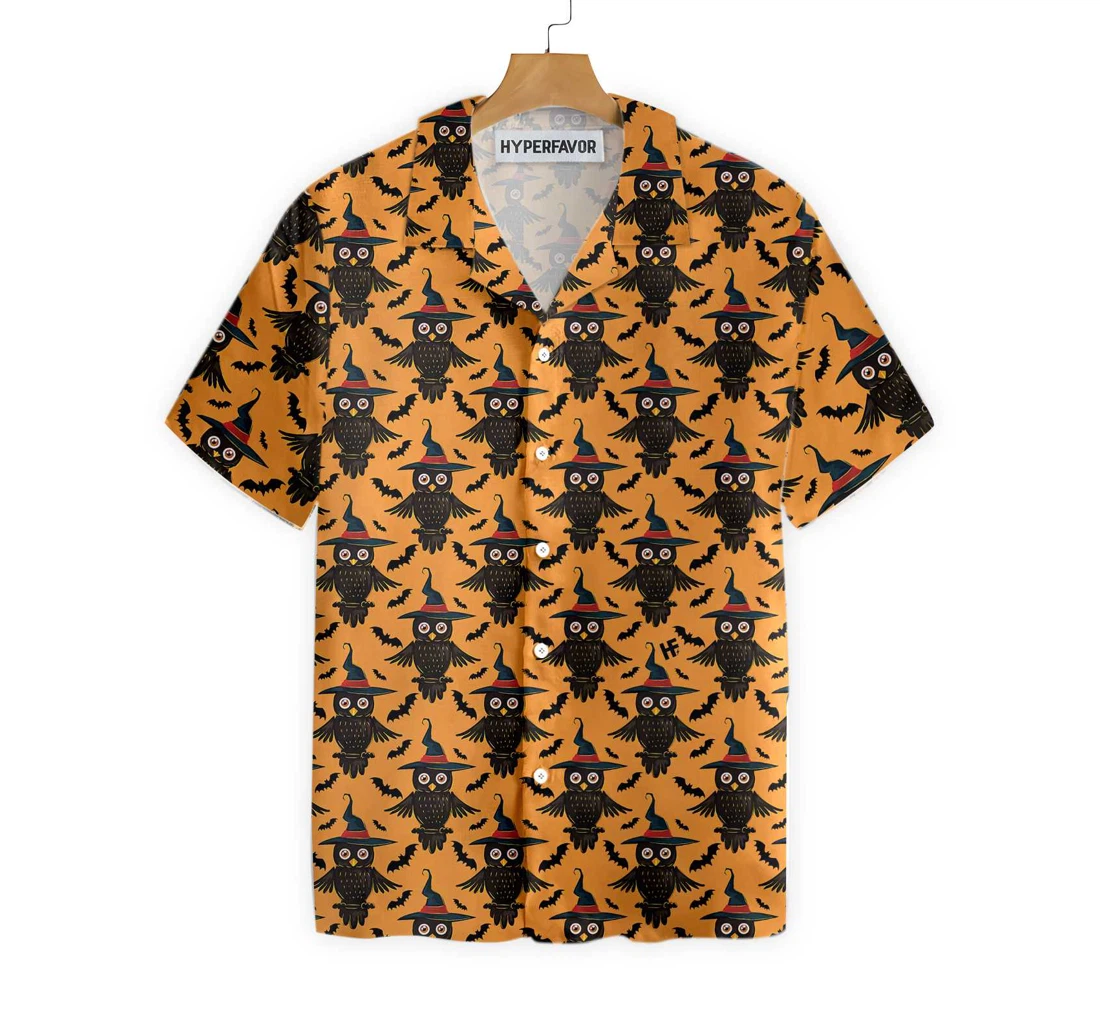 Owl Halloween Pattern Hawaiian Shirt, Button Up Aloha Shirt For Men, Women