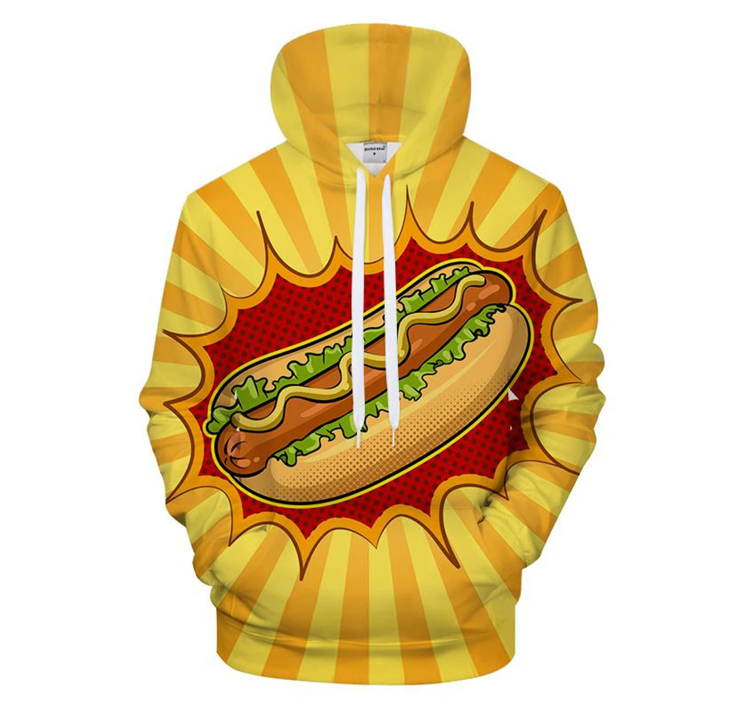 Bright Hot Dog - 3D Printed Pullover Hoodie