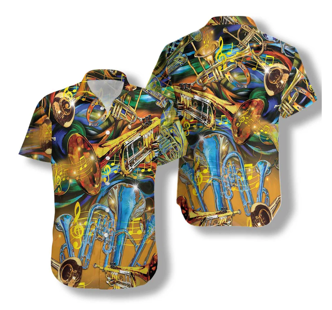 Saxophone Hawaiian Shirt, Button Up Aloha Shirt For Men, Women