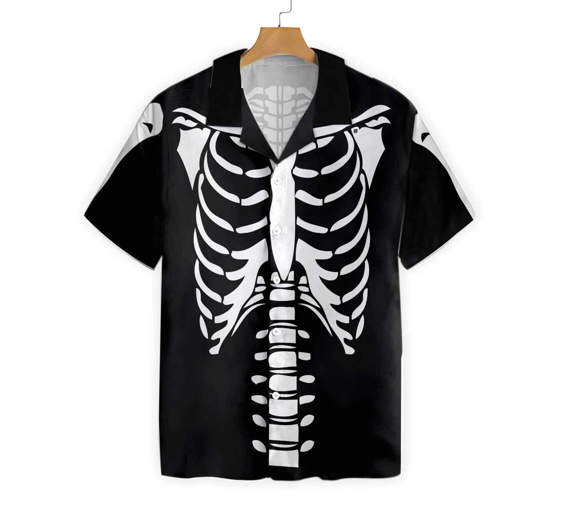 Halloween Skeleton Costume Hawaiian Shirt, Button Up Aloha Shirt For Men, Women