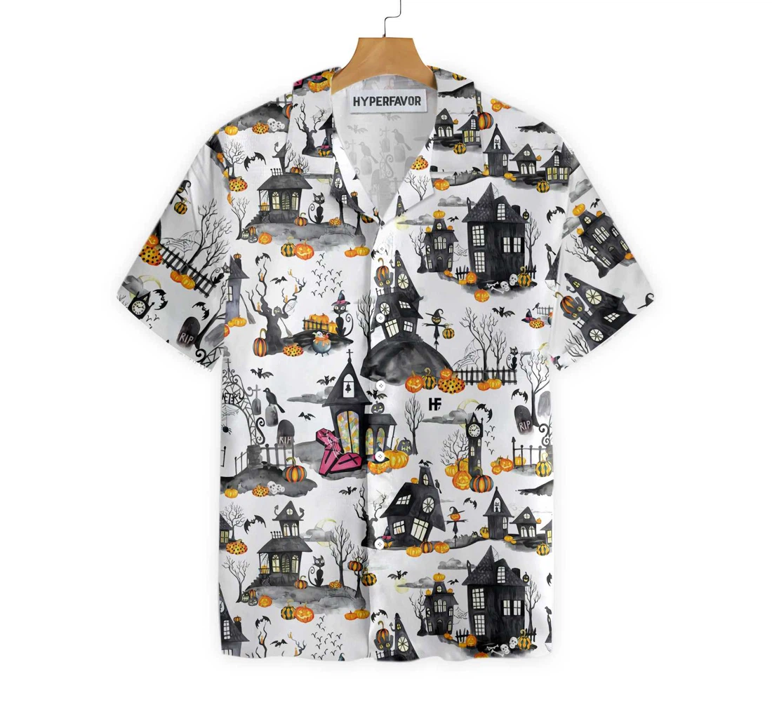 Haunted Houses Halloween Halloween And Hawaiian Shirt, Button Up Aloha Shirt For Men, Women