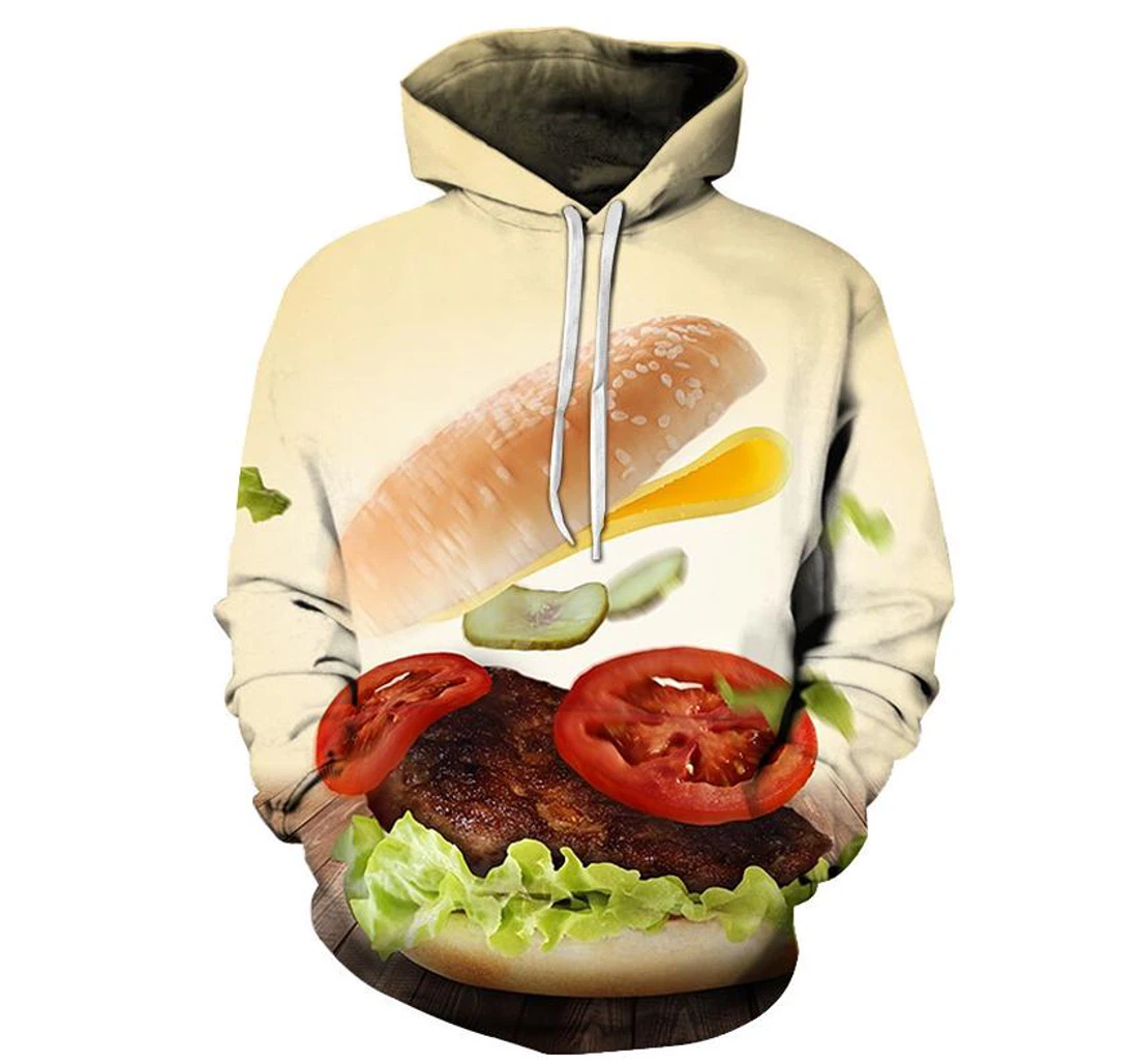 Burger - 3D Printed Pullover Hoodie