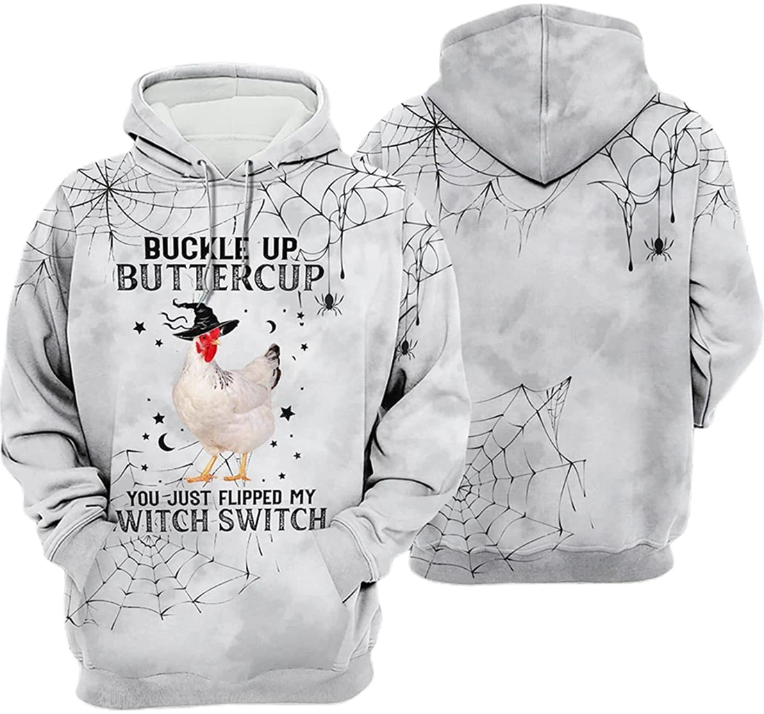 Halloween Chicken My Witch Switch Spider Web Pattern - 3D Printed Pullover Hoodie