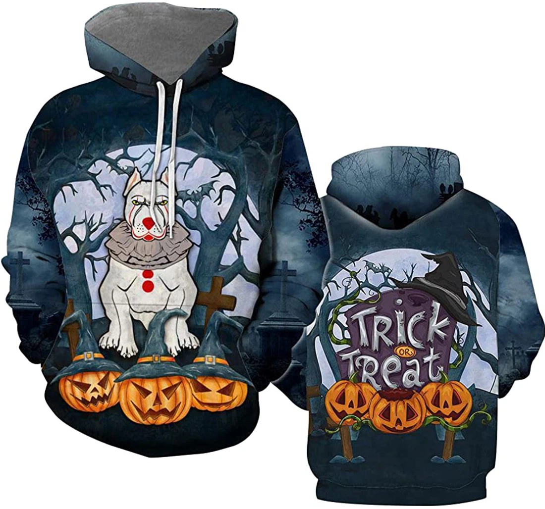 Pitbull Dog Trick Or Treat Halloween Halloween - 3D Printed Pullover Hoodie