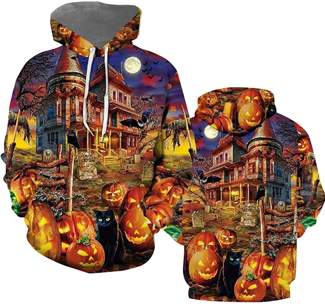 Halloween Haunted House Halloween - 3D Printed Pullover Hoodie