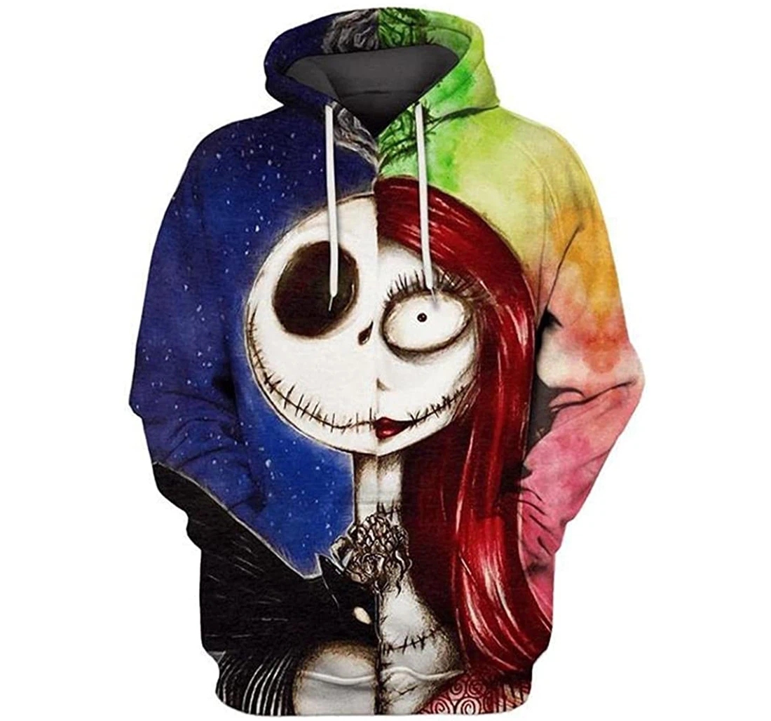 Nightmare Before Christmas Jack Sally Perfect Couple - 3D Printed Pullover Hoodie