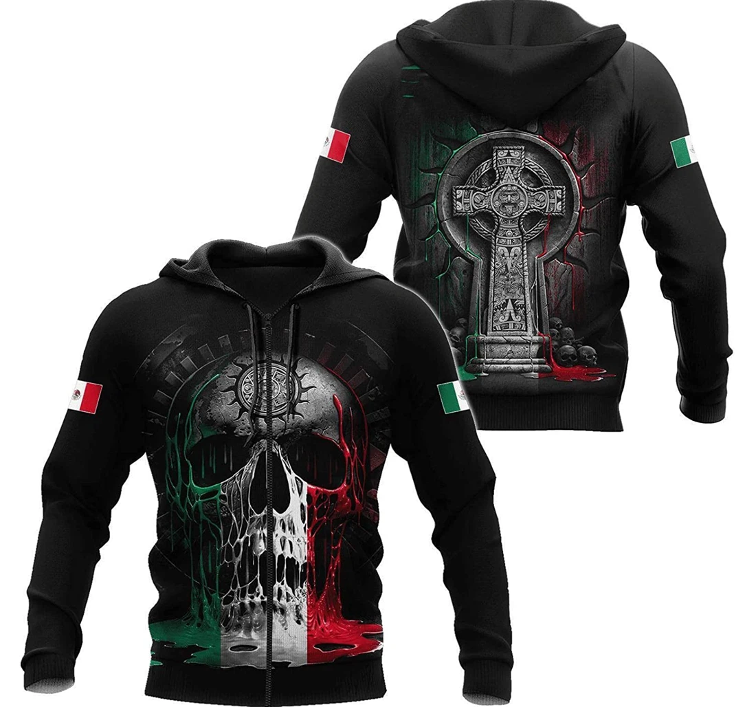 Mexico Skull Cross Pefect - 3D Printed Pullover Hoodie