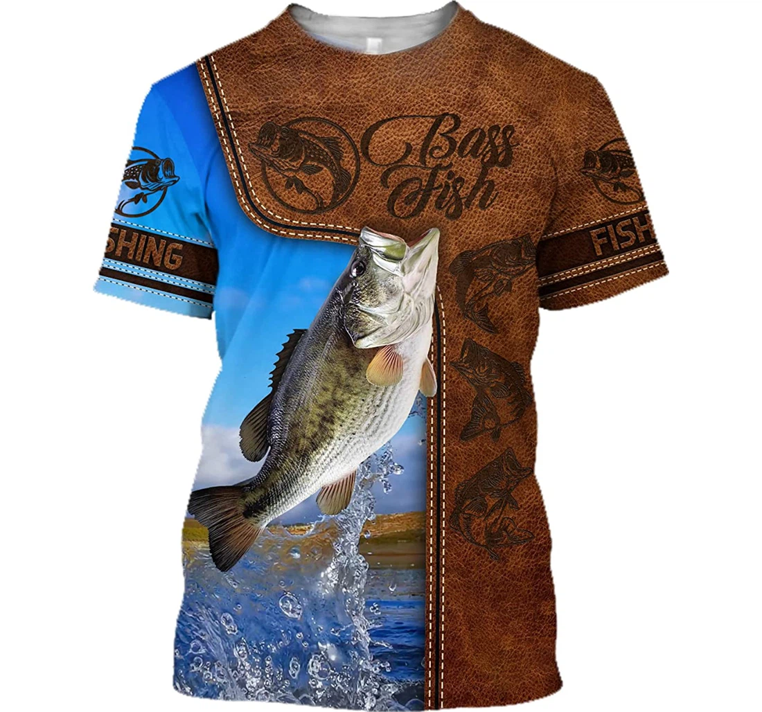 Bass Fishing Water Camo Cosplay Leather Shirts - 3D Printed T-shirt