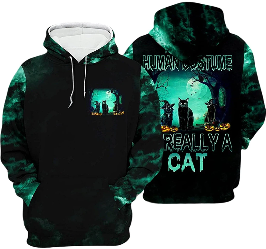 Halloween This Is My Human Costume I'm Really A Cat - 3D Printed Pullover Hoodie