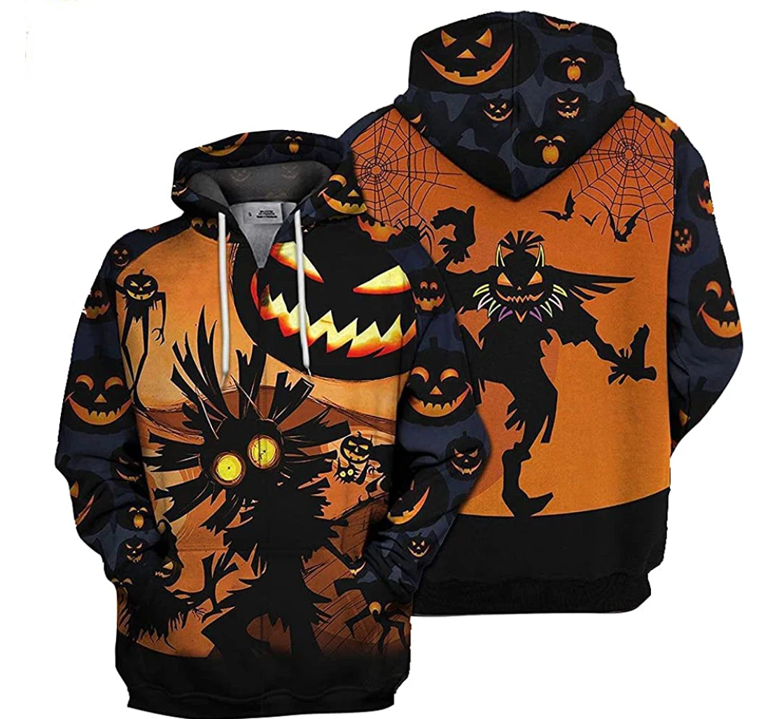 Personalized Skull Halloween Pumpkin Bat Halloween - 3D Printed Pullover Hoodie