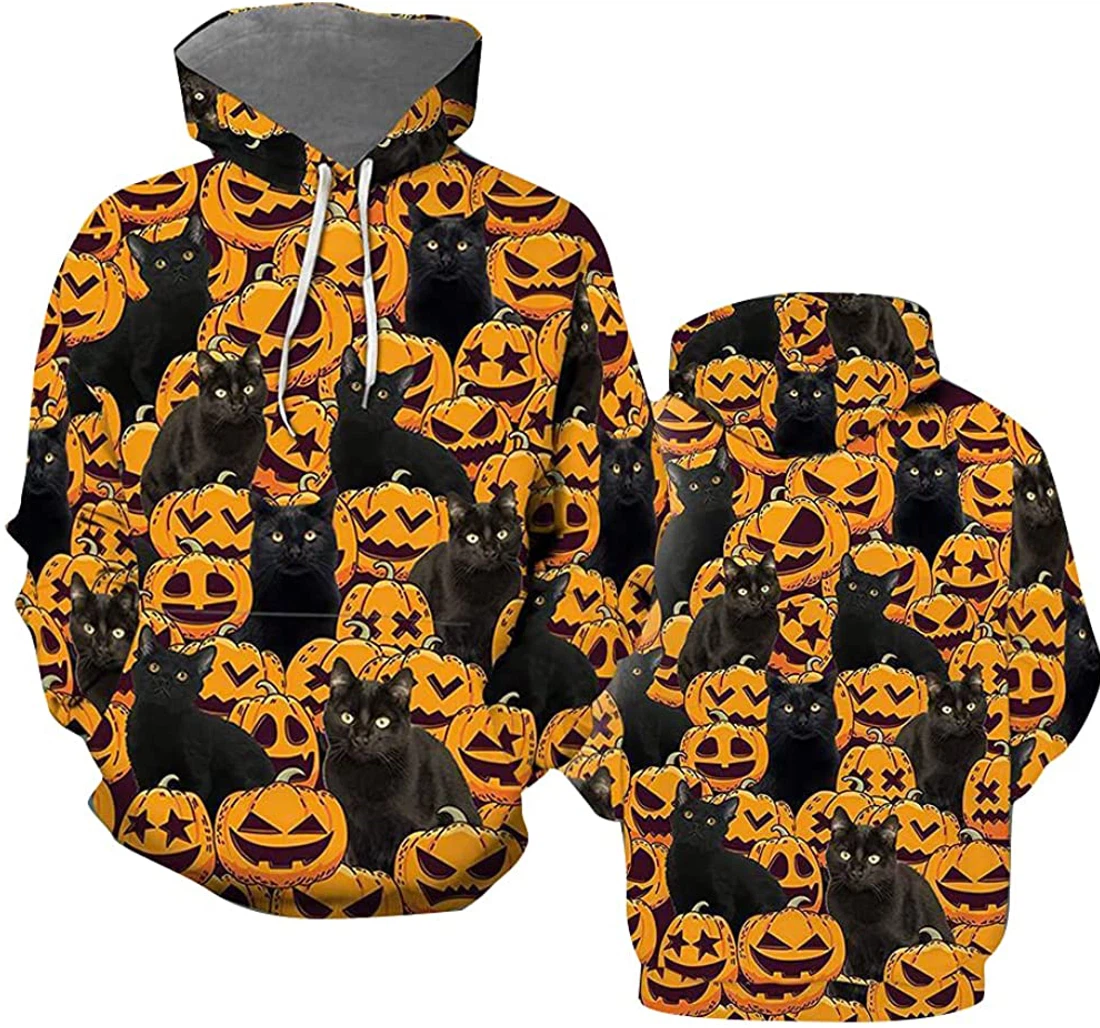 Personalized Cat Pumpkin Halloween Halloween - 3D Printed Pullover Hoodie