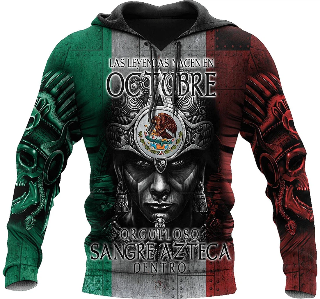 October Mexico Mexican Eagle Skull Pefect - 3D Printed Pullover Hoodie