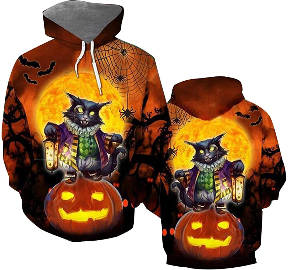 Halloween Cat Halloween - 3D Printed Pullover Hoodie