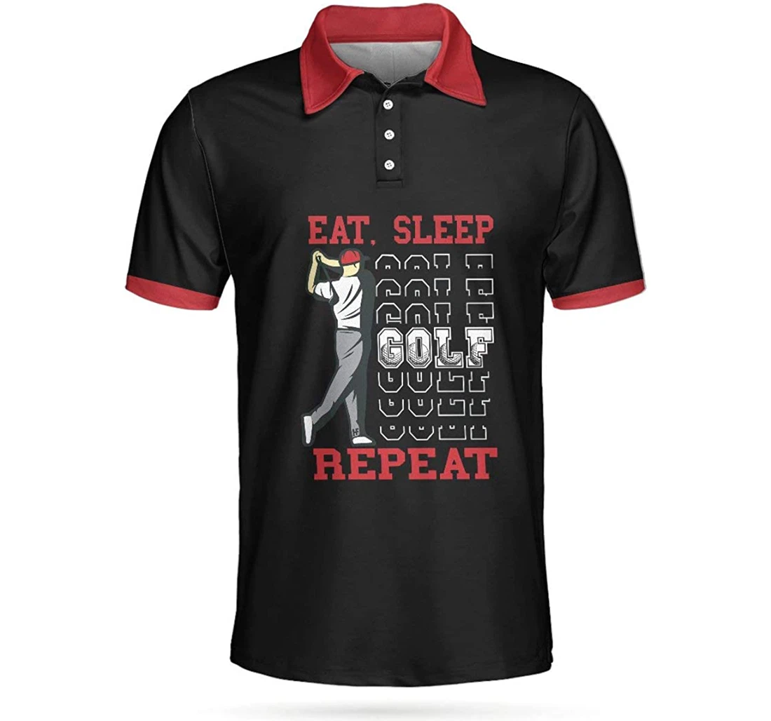 Eat Sleep Golf Repeat Bomber Baseball Jersey Us Flag Gift Dad Golf Patriotic - 3D Printed T-shirt