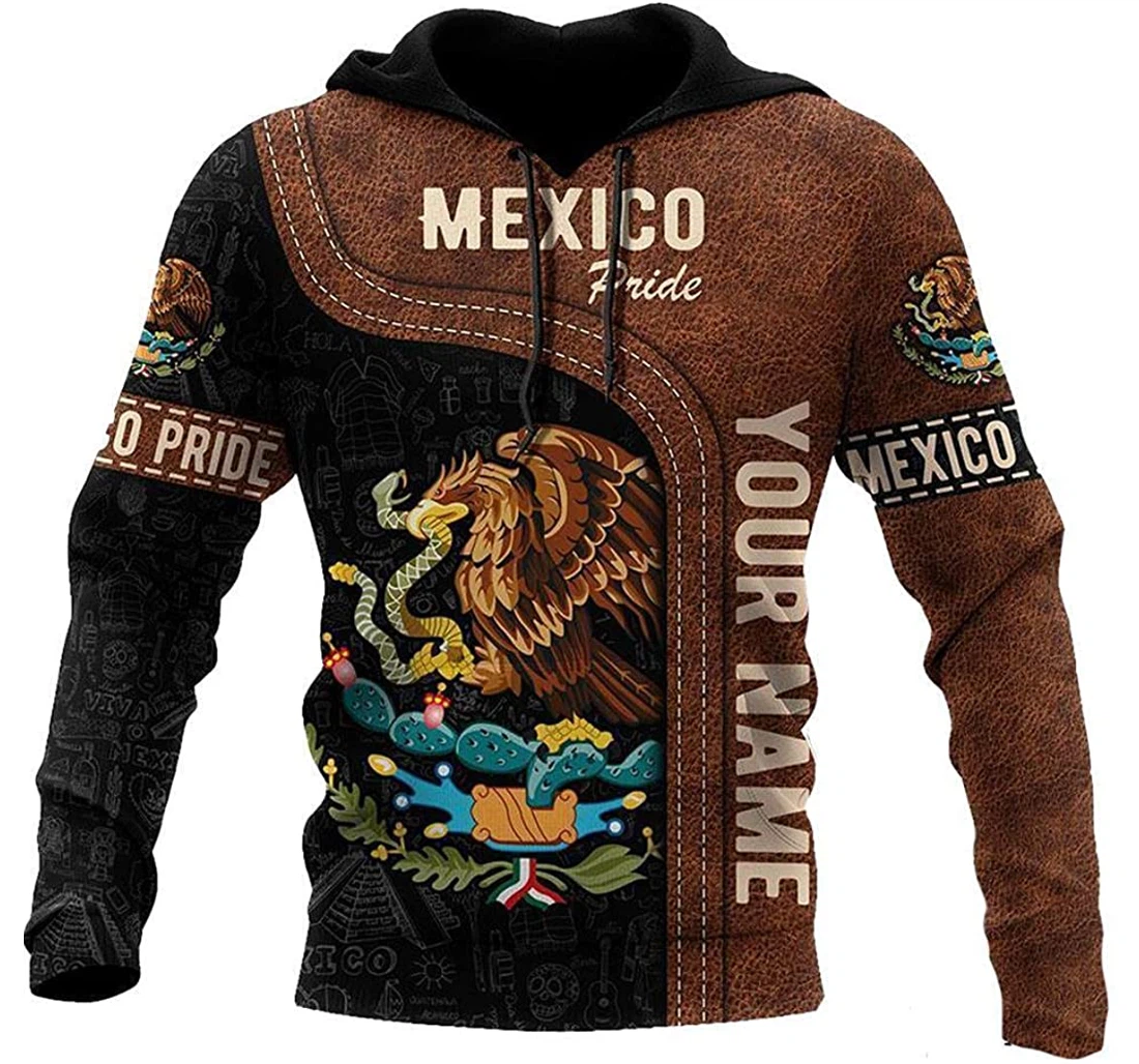 Personalized Eagle Mexican Mexico Pride Leather Pattern Pefect - 3D Printed Pullover Hoodie