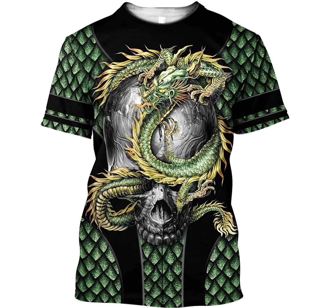 Skull Dragon Green Dragon Shirts - 3D Printed T-shirt