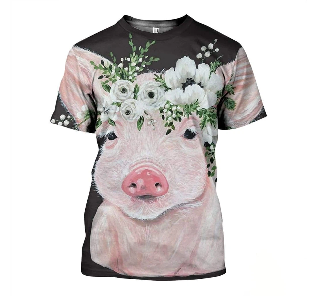 Beautiful Pig Pig Flower Shirts - 3D Printed T-shirt