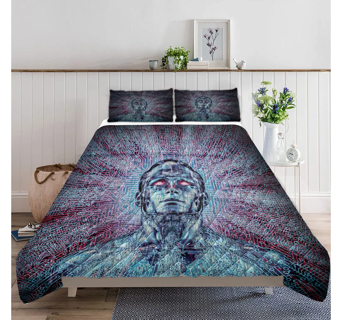 Personalized Bedding Set - Artificial Intelligence Data Storm Included 1 Ultra Soft Duvet Cover or Quilt and 2 Lightweight Breathe Pillowcases