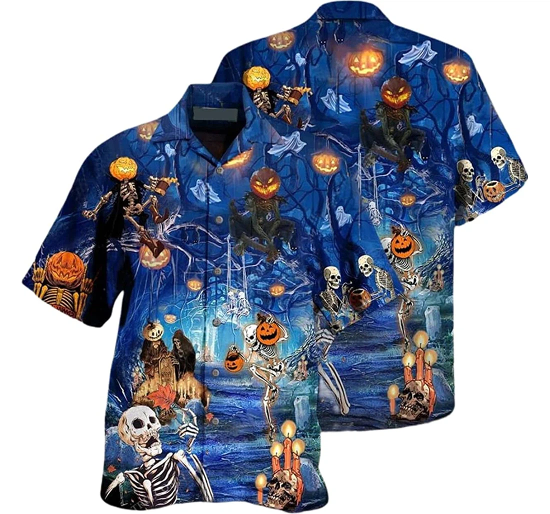 Halloween You're Already Dead Funny Skull Pattern Beach Included Hawaiian Shirt, Button Up Aloha Shirt For Men, Women