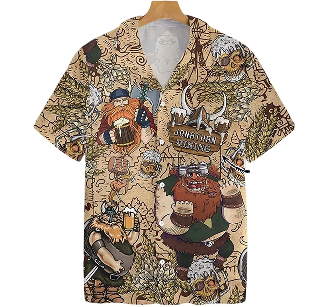 Viking Beer With Skull Beach Included Hawaiian Shirt, Button Up Aloha Shirt For Men, Women