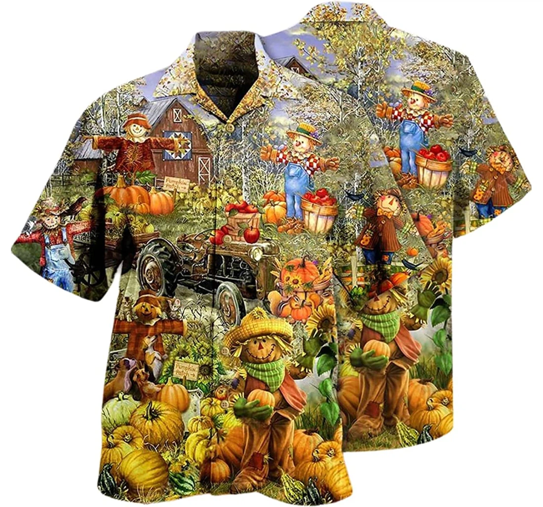 Halloween Pumpkin Smile Dream Garden Beach Included Hawaiian Shirt, Button Up Aloha Shirt For Men, Women