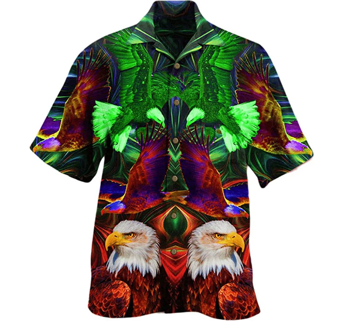 Amazing American Eagle Colorful Beach Included Hawaiian Shirt, Button Up Aloha Shirt For Men, Women