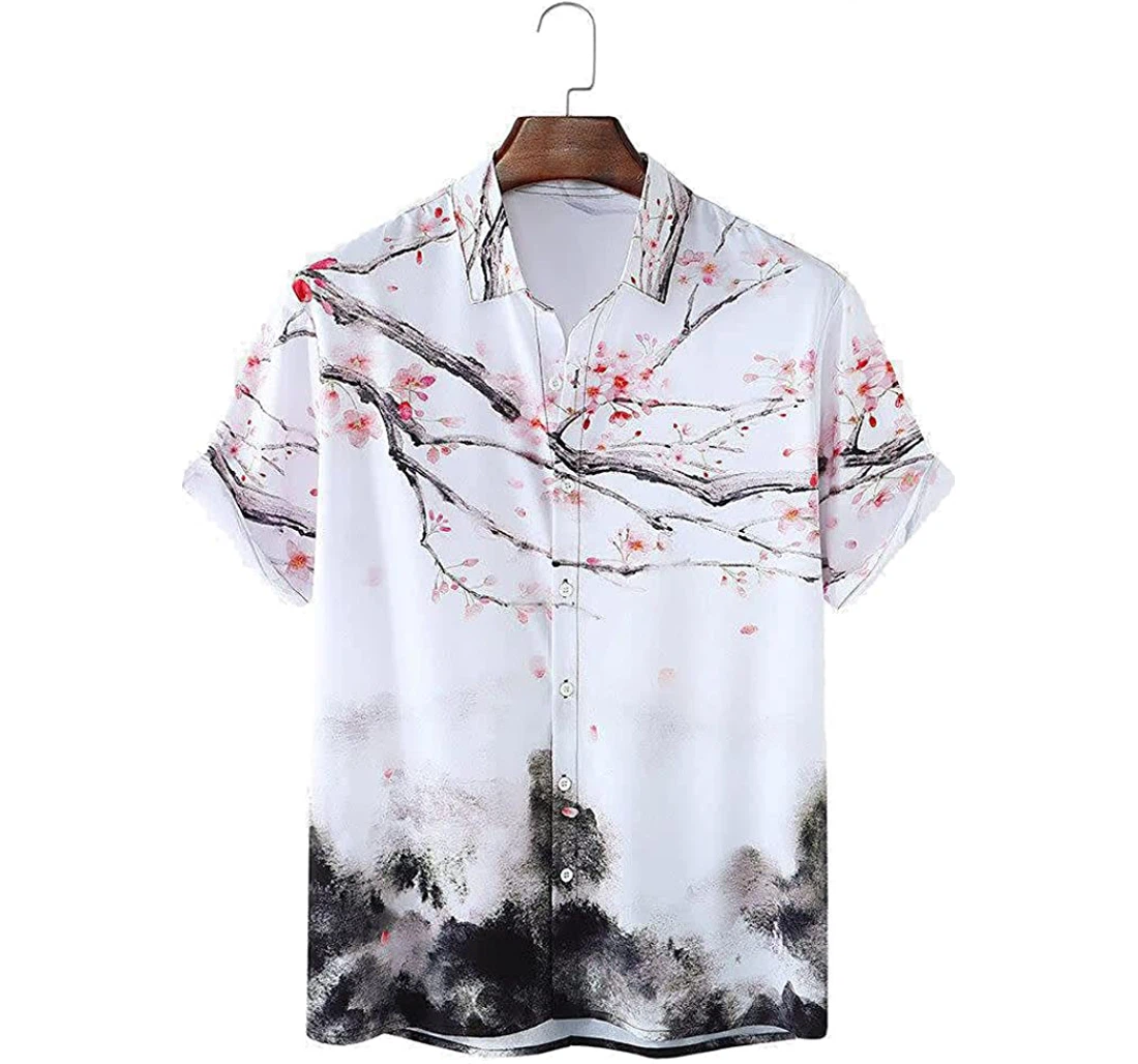 Chinese Painting Beach Included Hawaiian Shirt, Button Up Aloha Shirt For Men, Women