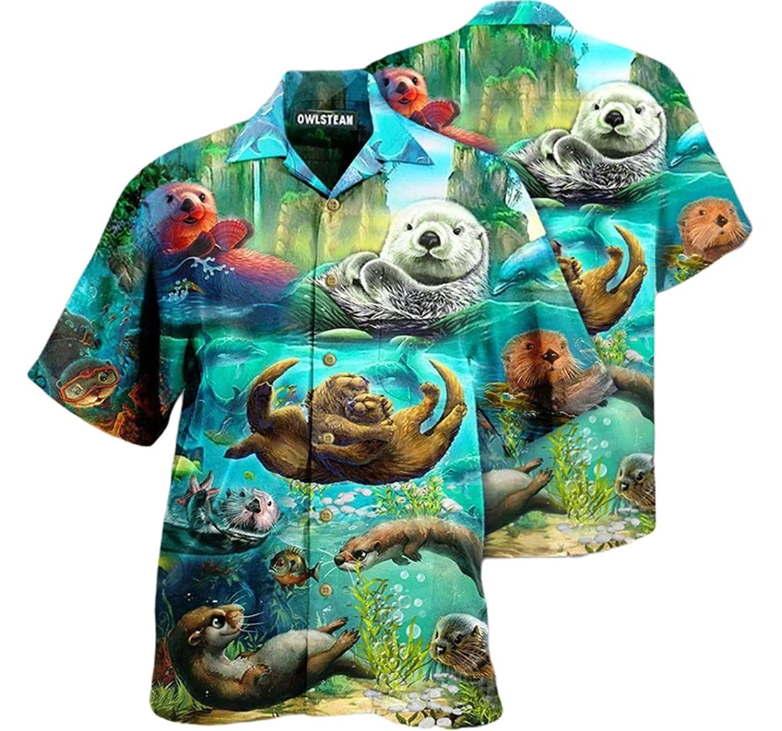 Animals You Are My Otter Half Beach Included Hawaiian Shirt, Button Up Aloha Shirt For Men, Women