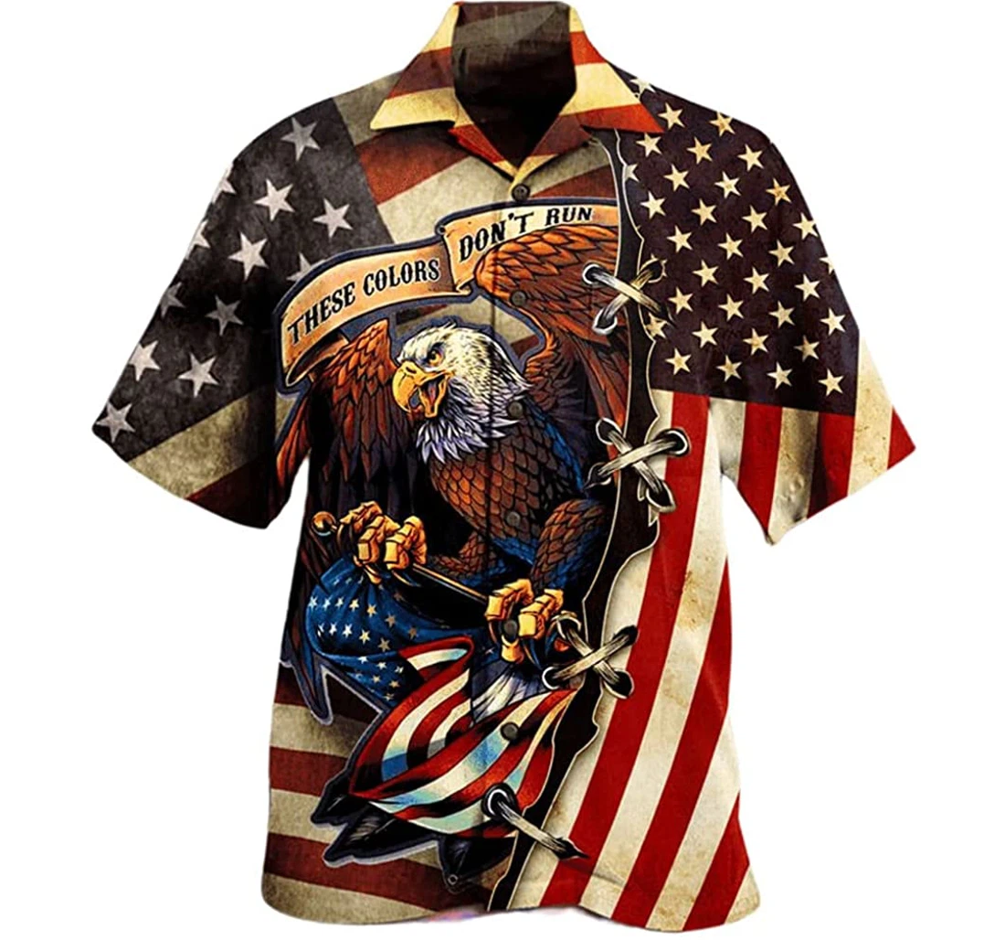 Amazing American Flag Eagle Lover Beach Included Hawaiian Shirt, Button Up Aloha Shirt For Men, Women