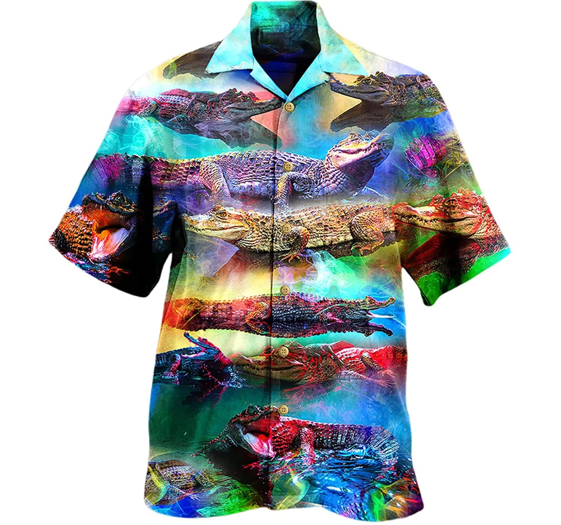 Crocodile Color Love Animals Beach Included Hawaiian Shirt, Button Up Aloha Shirt For Men, Women