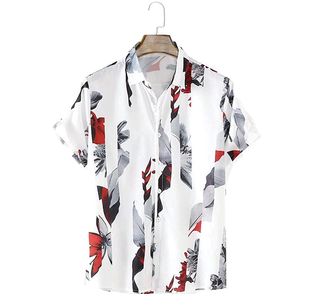 Flower Striped Beach Included Hawaiian Shirt, Button Up Aloha Shirt For Men, Women