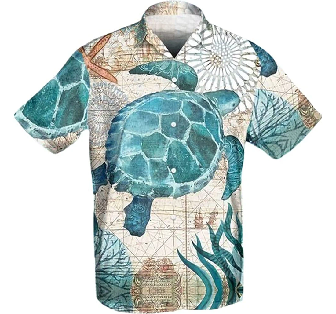 Turtle Beach Included Hawaiian Shirt, Button Up Aloha Shirt For Men, Women