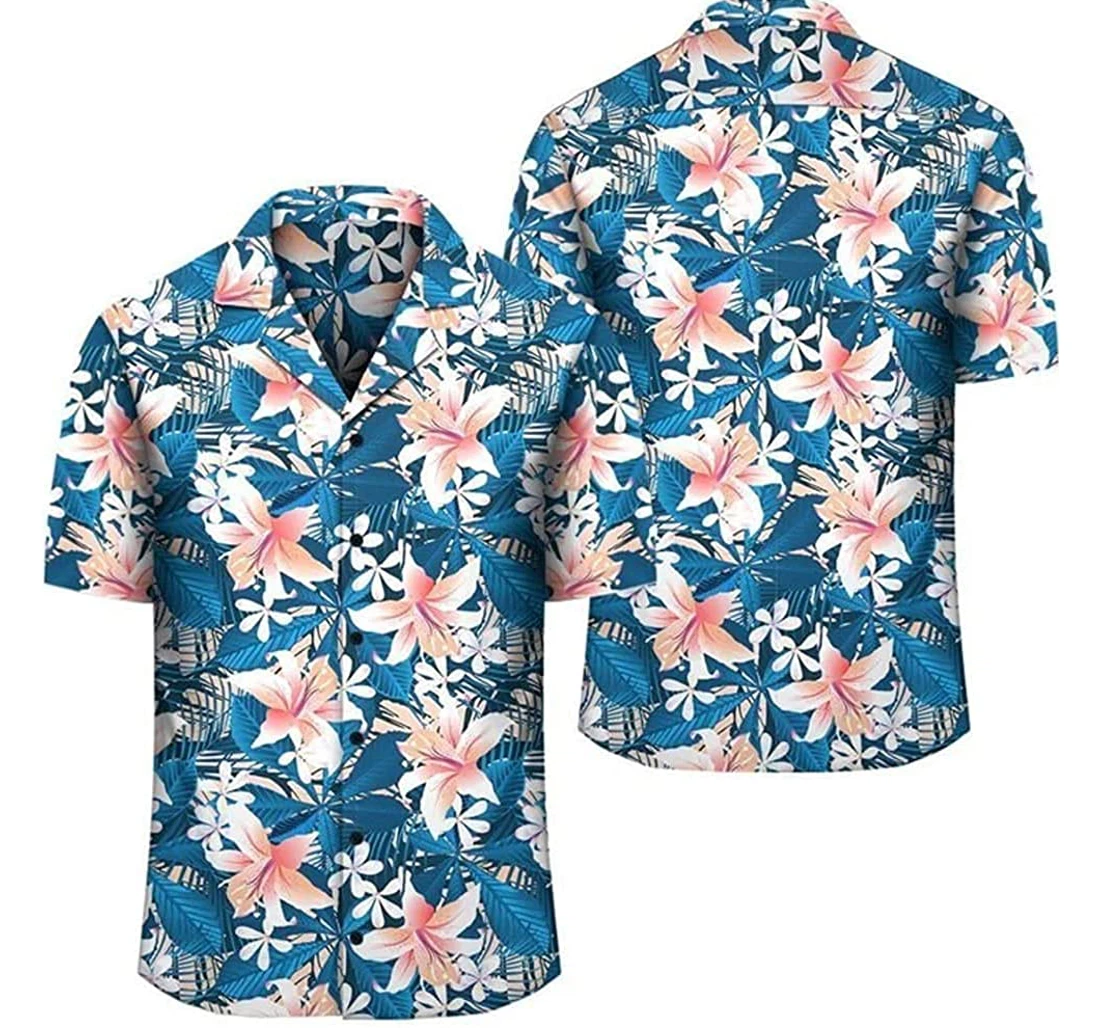 Hibiscus Blue Beach Included Hawaiian Shirt, Button Up Aloha Shirt For Men, Women