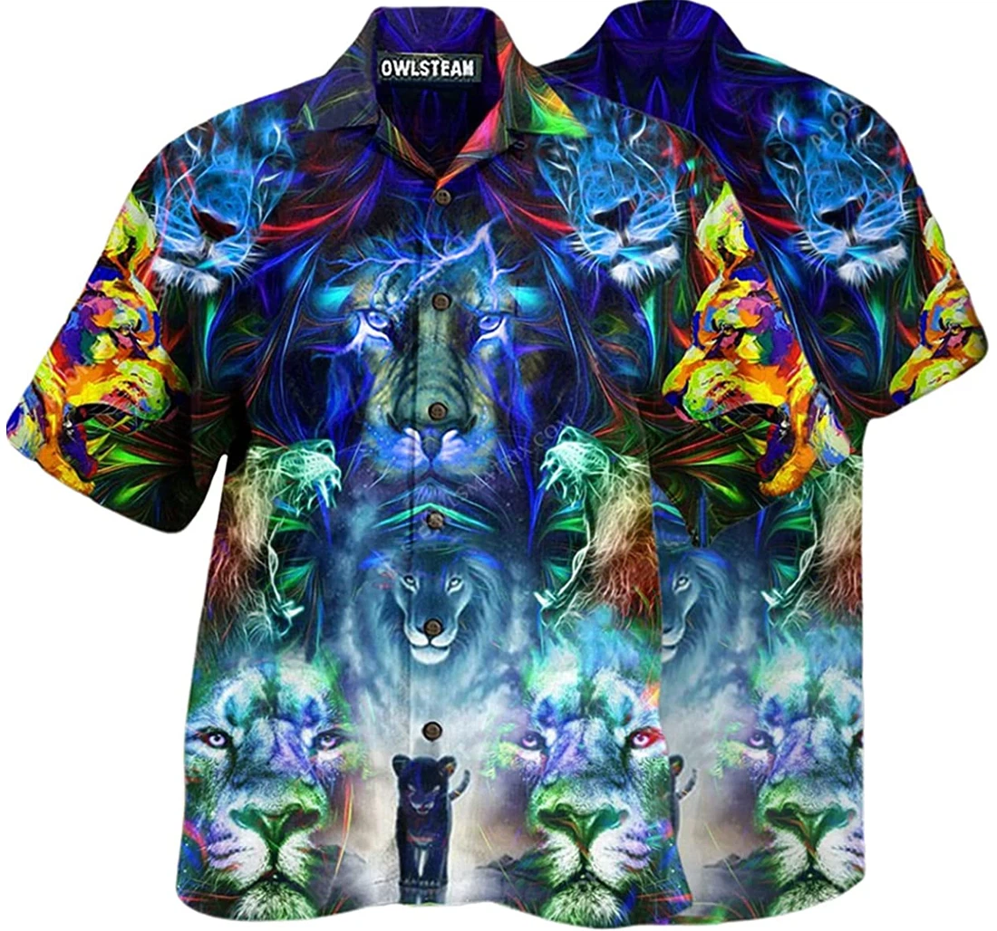 Animals Lion Be Coming King Pattern Beach Included Hawaiian Shirt, Button Up Aloha Shirt For Men, Women