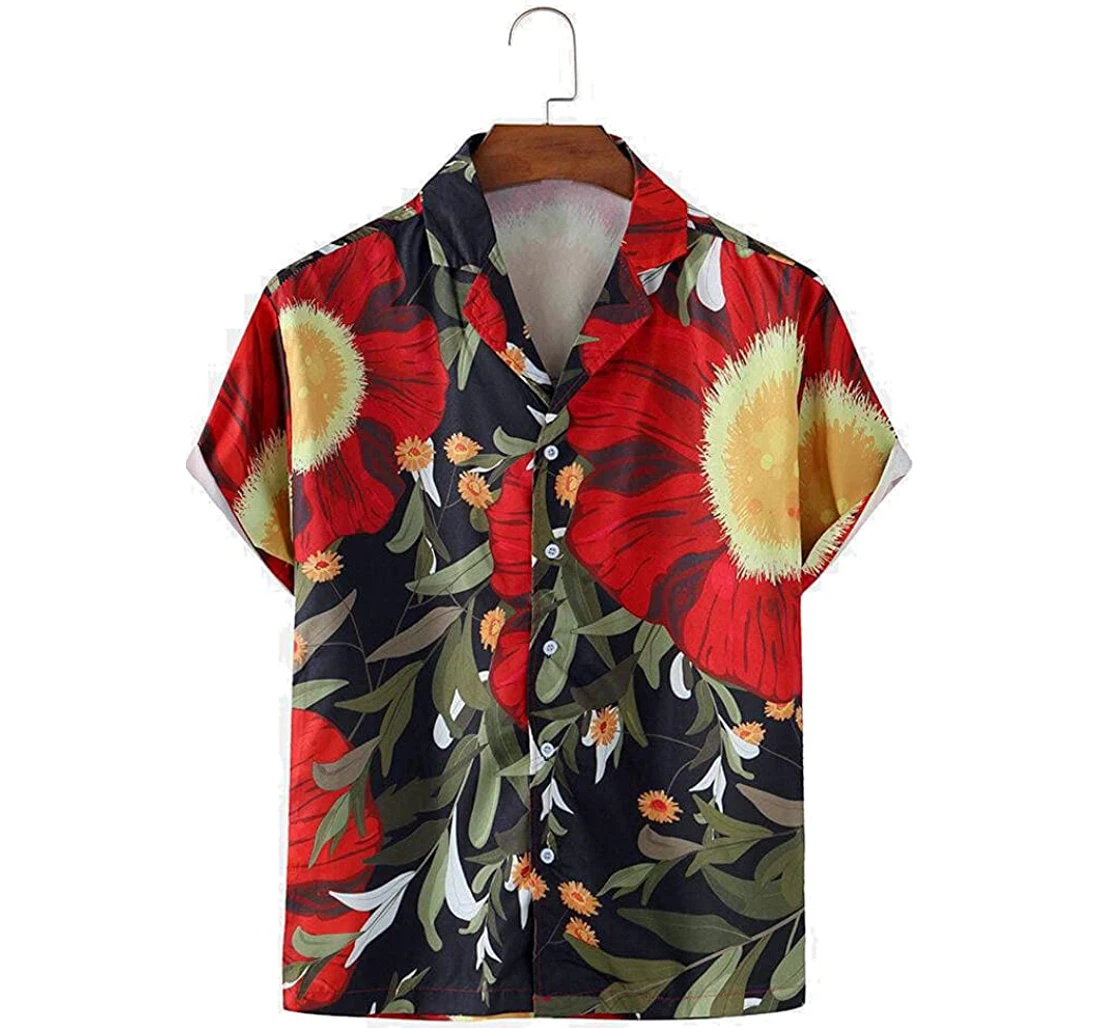 Red Leaf Beach Included Hawaiian Shirt, Button Up Aloha Shirt For Men, Women