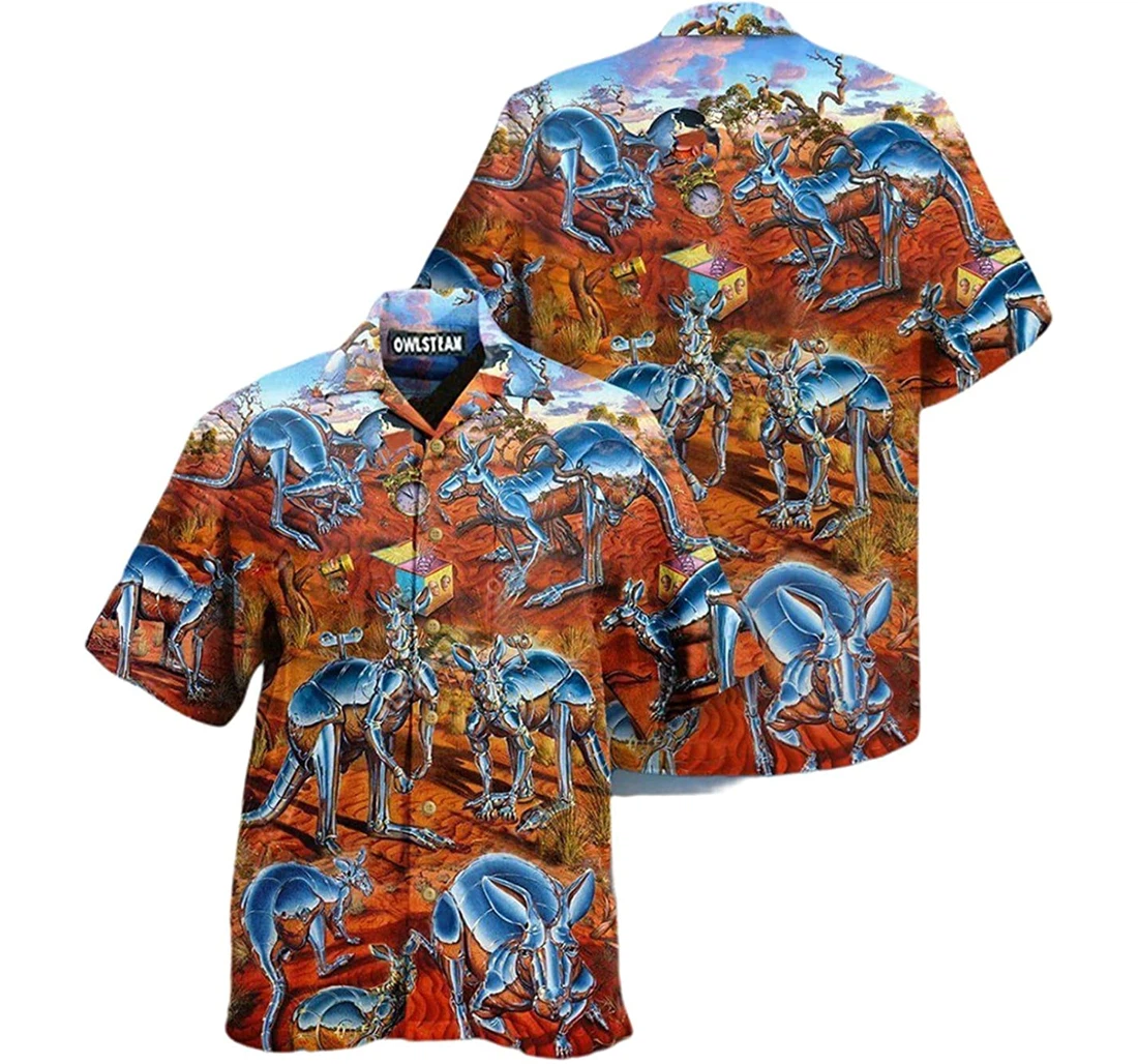 Animal Metal Kangaroo World Beach Included Hawaiian Shirt, Button Up Aloha Shirt For Men, Women