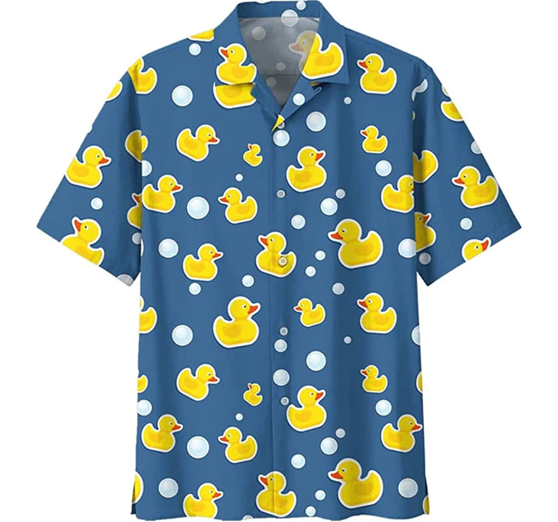 Amazing Seamless Bubble Cute Duck Pattern Beach Included Hawaiian Shirt, Button Up Aloha Shirt For Men, Women