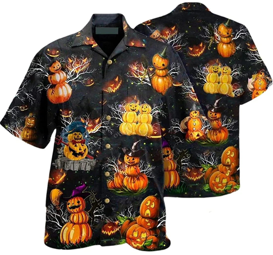 Halloween Ghost Skull Funny Pattern Beach Included Hawaiian Shirt, Button Up Aloha Shirt For Men, Women