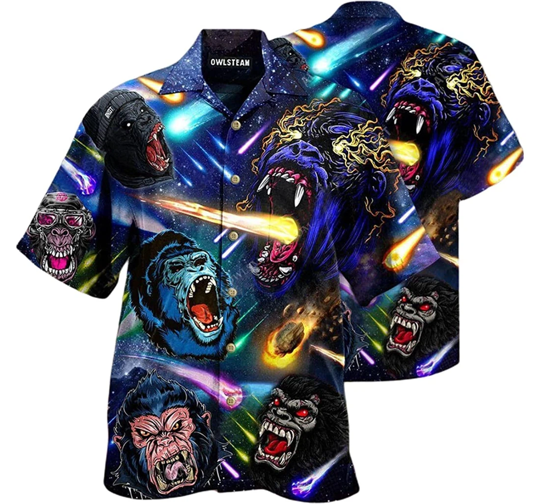 Animals Amazing Screaming Gorilla Beach Included Hawaiian Shirt, Button Up Aloha Shirt For Men, Women