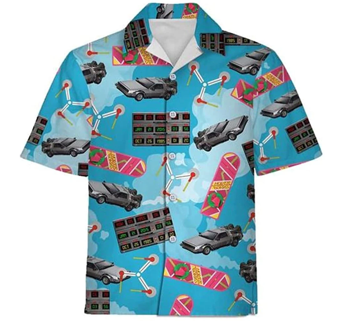 Back The Future Car Invention Beach Included Hawaiian Shirt, Button Up Aloha Shirt For Men, Women