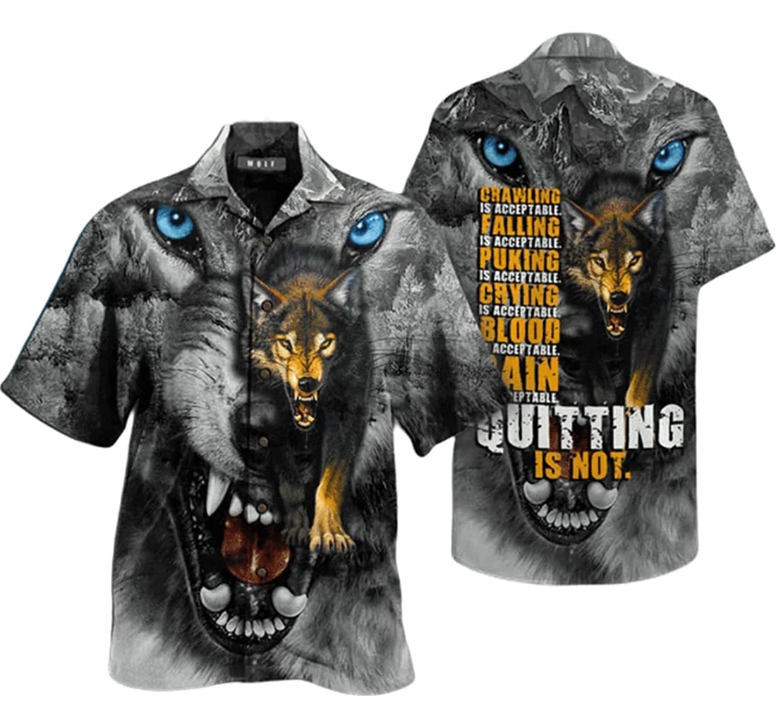 Wolf Quitting Is Not Beach Included Hawaiian Shirt, Button Up Aloha Shirt For Men, Women