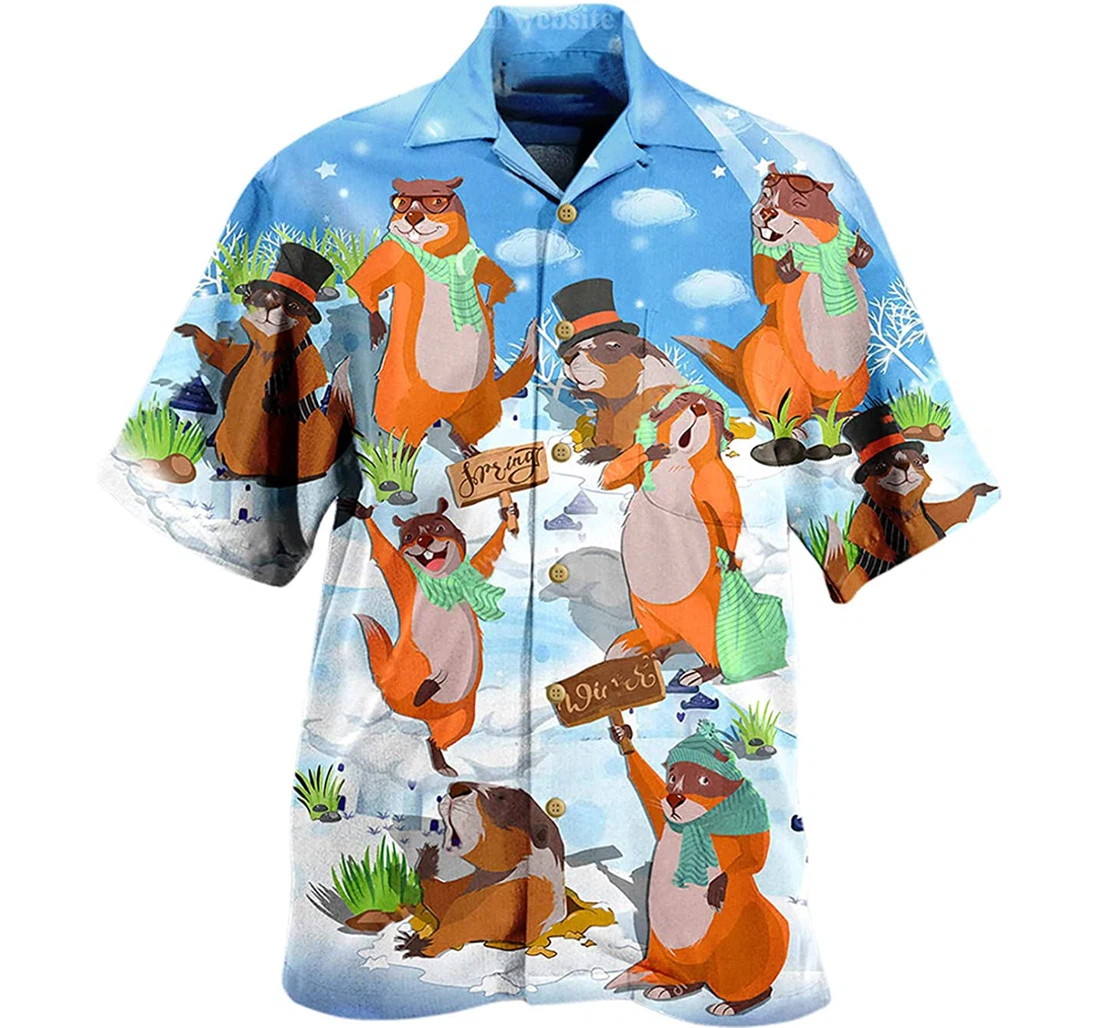 Animals Love Snow Funny Beach Included Hawaiian Shirt, Button Up Aloha Shirt For Men, Women