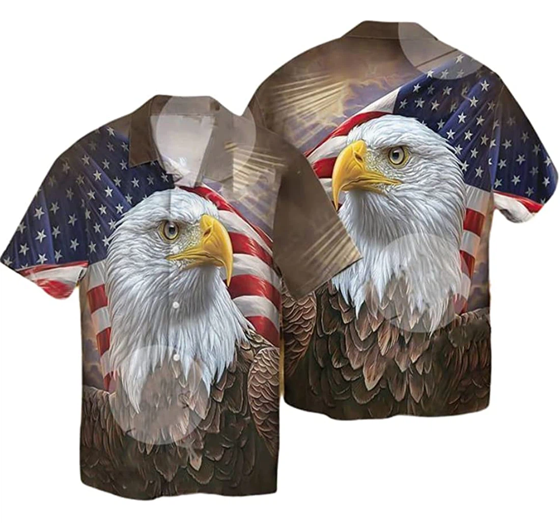 The Eagle And American Flag Beach Included Hawaiian Shirt, Button Up Aloha Shirt For Men, Women