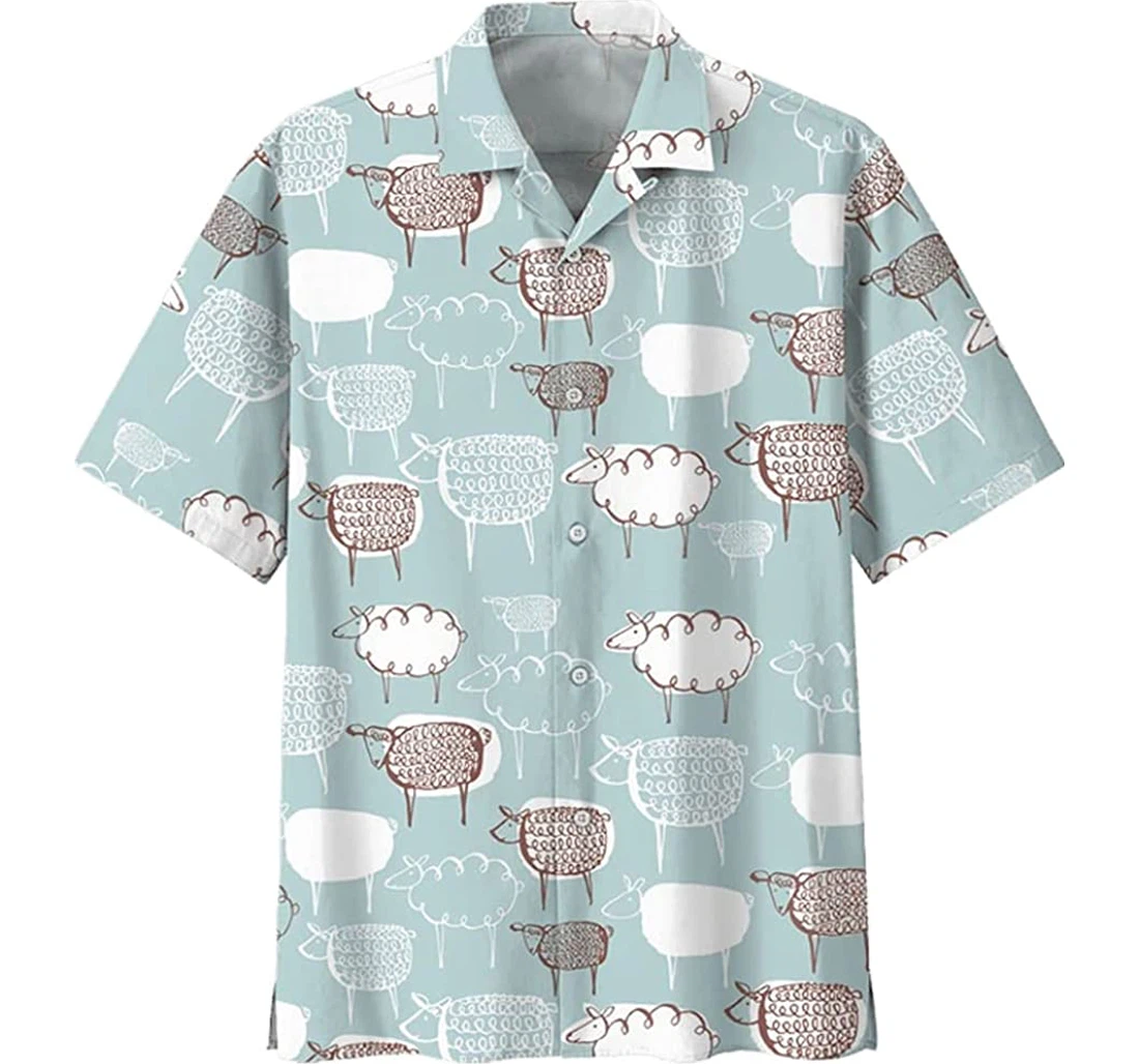 Sheep Lover Beach Included Hawaiian Shirt, Button Up Aloha Shirt For Men, Women